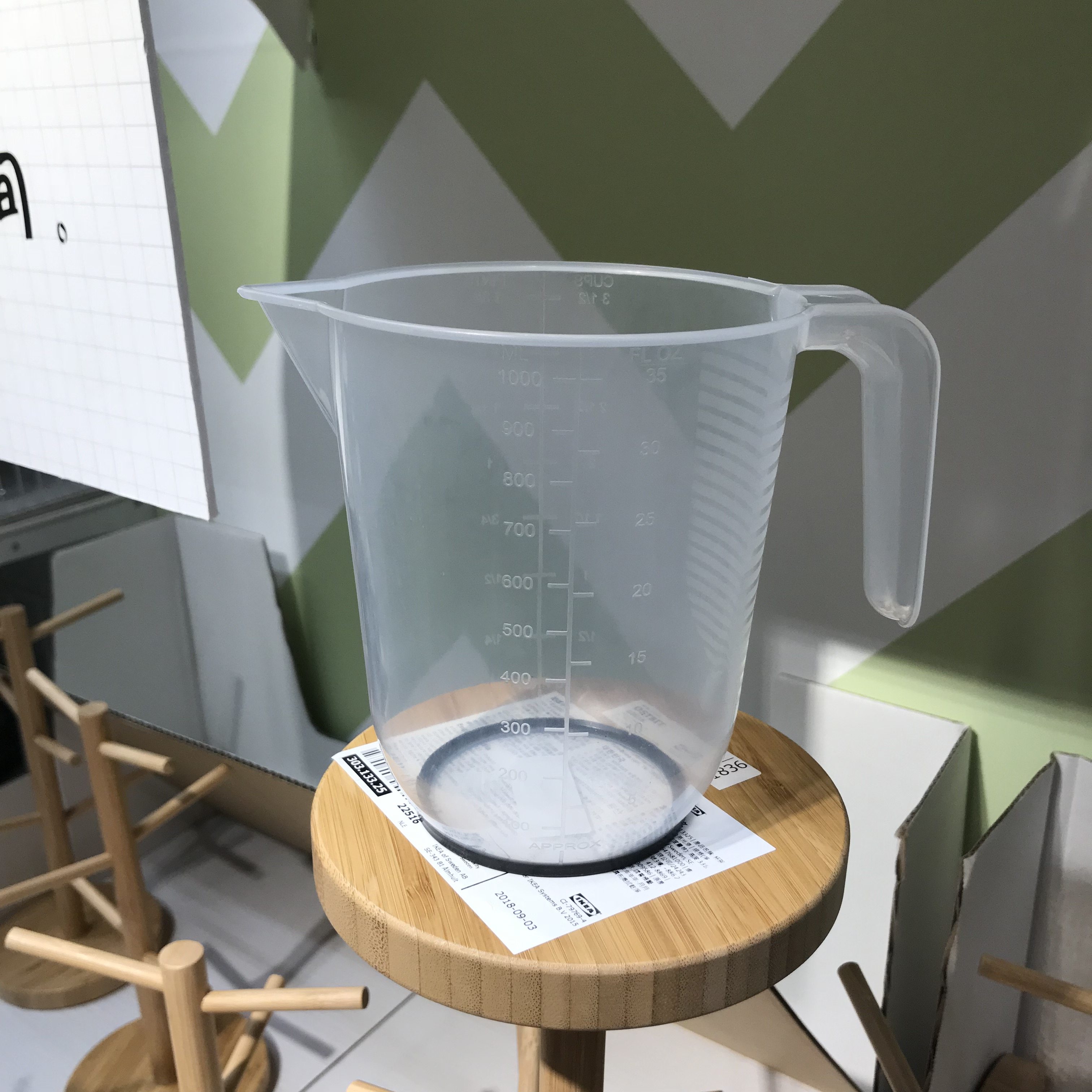 宜家 比霍瓦 塑料刻度量杯1升 蛋糕水杯液体容量杯壶 打奶泡壶