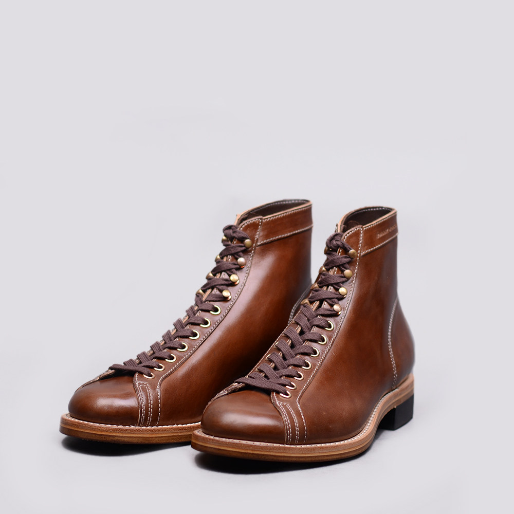 固特异复古男士全皮高帮工装靴 意大利maryam马皮男鞋 - 强尼制靴