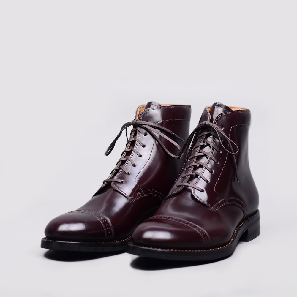 皮靴强尼制靴复古正装绅士商务圆头亮面小牛时装靴