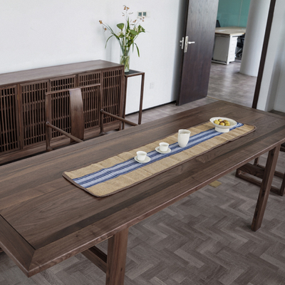 禅意新中式茶桌实木免漆茶案北美黑胡桃木矮茶台简约茶室家具长桌