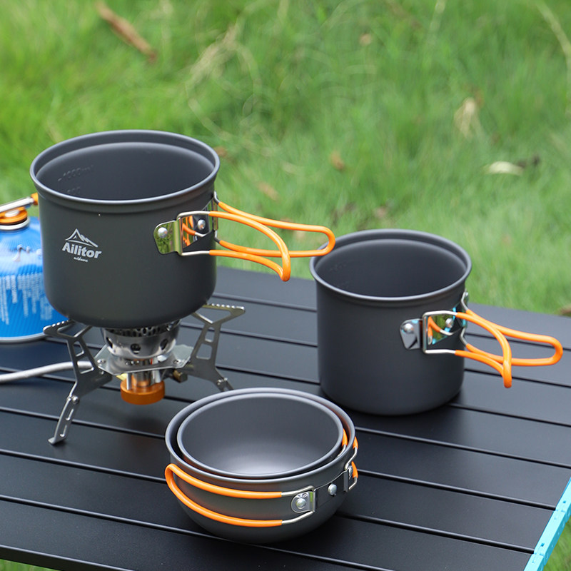 户外锅具便携野营卡式炉自驾登山野炊炊具野外套锅