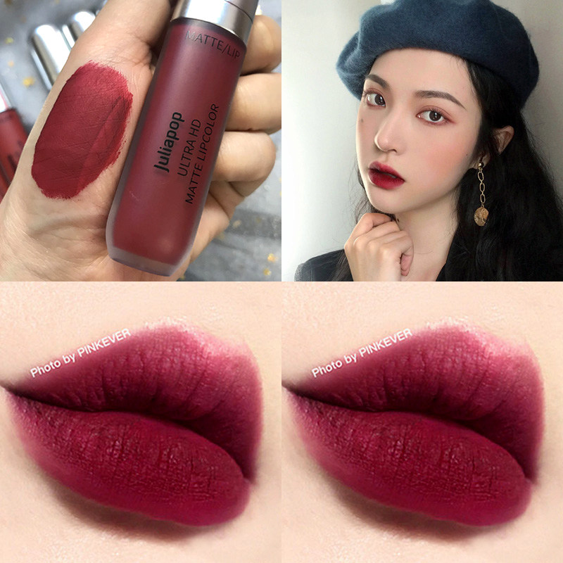 紫色唇釉丝绒雾面哑光浆果梅子色毒液口红女学生款平价小众品牌