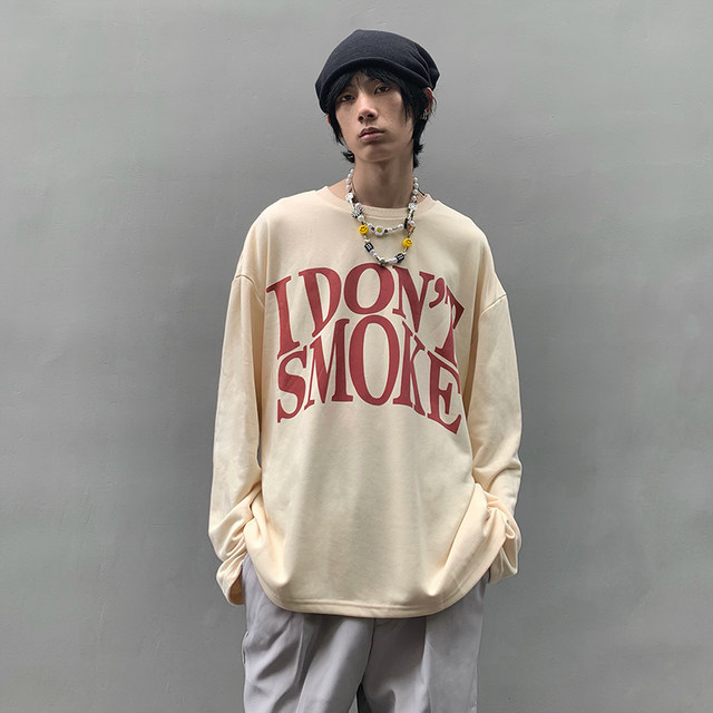 DONSMOKE(DSM) Non-smoking loose long-sleeved apricot terry national tide brand couples original sweater men and women DONSMOKE(DSM) Non-smoking loose long-sleeved apricot terry national tide brand couples original sweater men and women