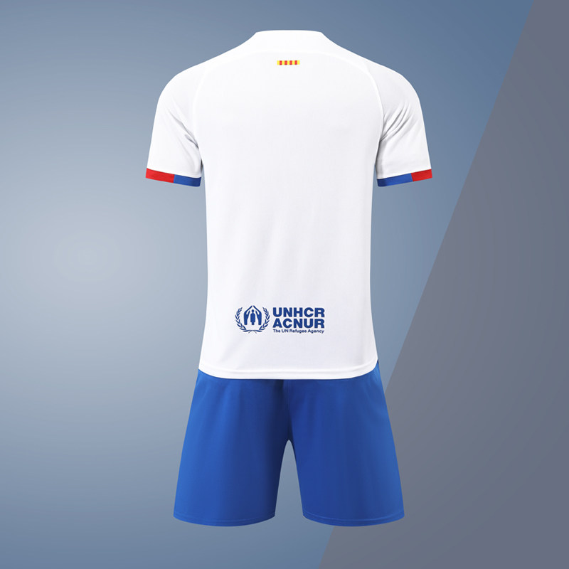 亲测~2324巴萨客场球衣梅西德容足球服成人儿童队服定制莱万印字比赛