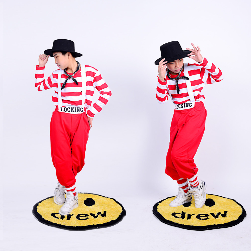 儿童locking街舞演出服套装男童嘻哈锁舞表演服装儿童演出服
