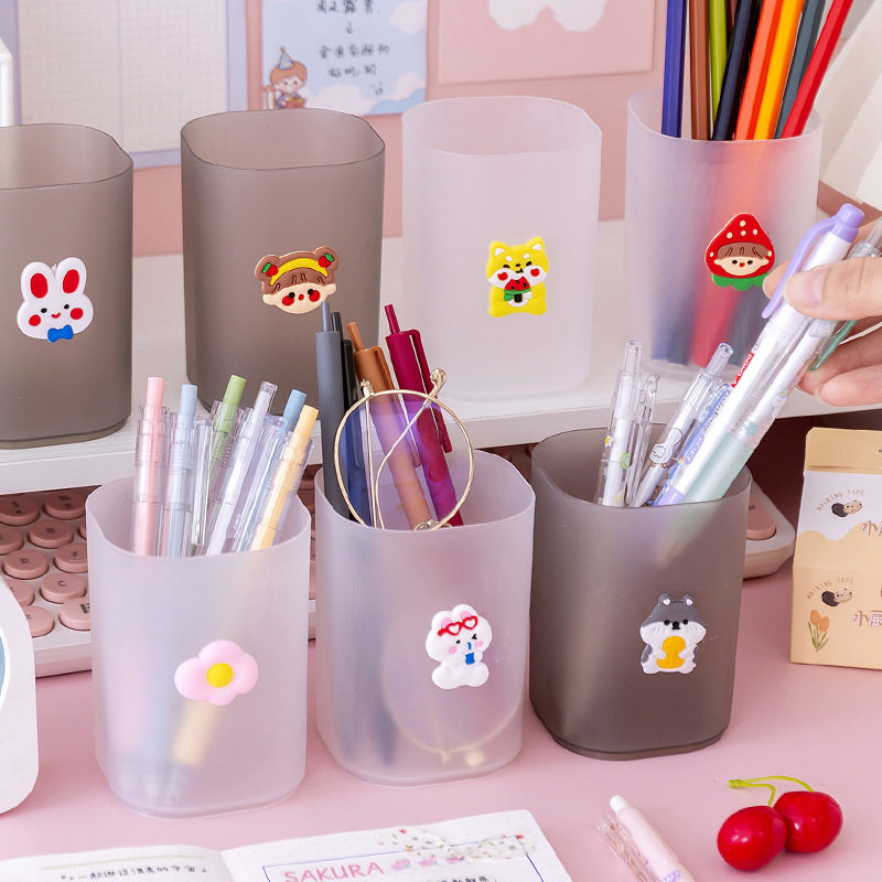 笔筒简约文具创意卡通可爱贴片塑料收纳整理学生笔筒