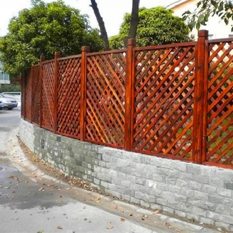 防腐木栅栅栏定做庭院栏杆网格别墅围墙户外大型篱笆