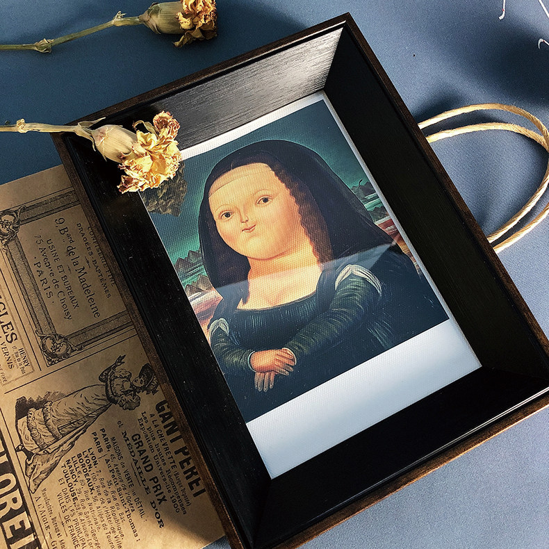 蒙娜丽莎卡通可爱创意油画欧式复古相框摆台书桌相框