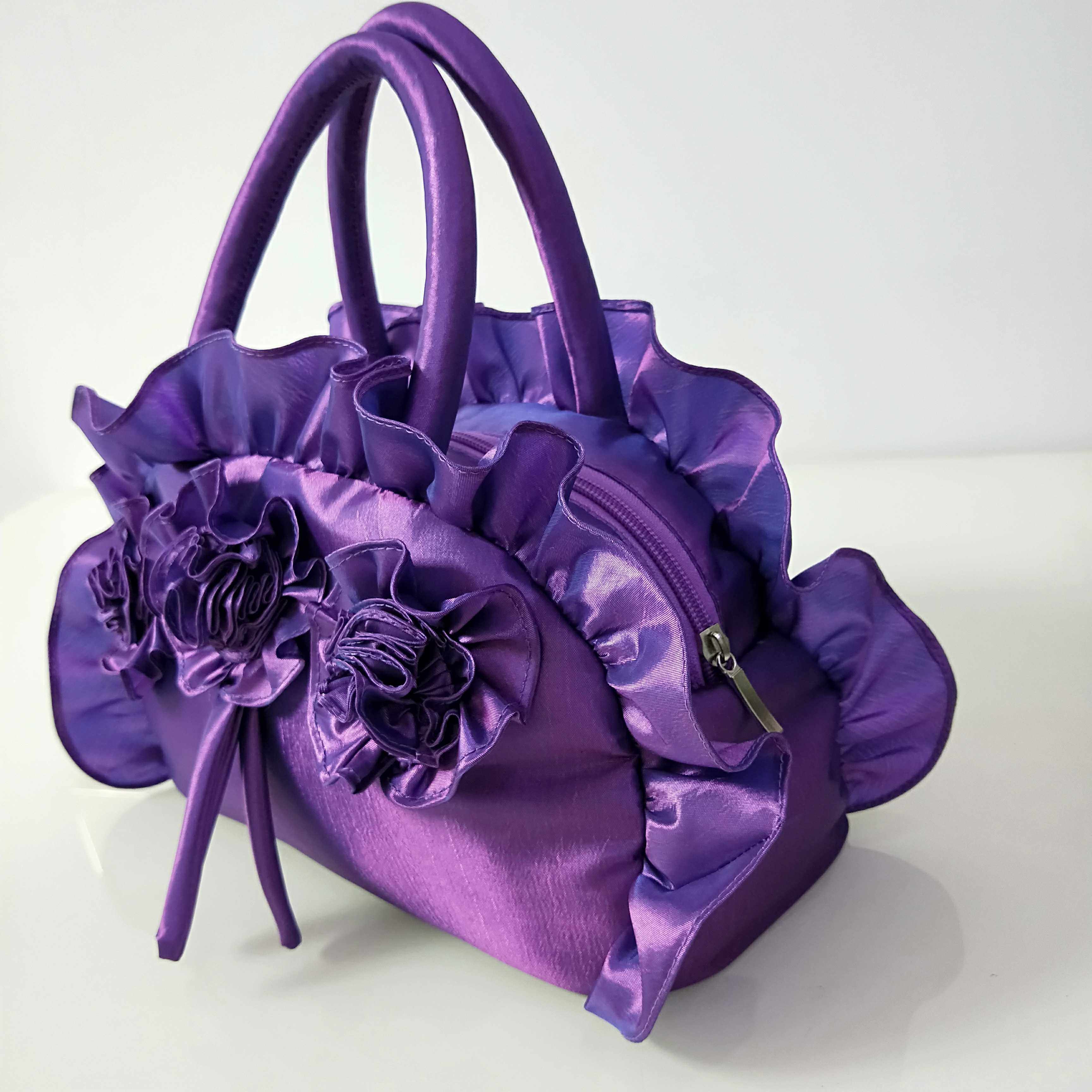 2022手挽丝绸手提包手提布艺包包新款花朵时尚通用款女包