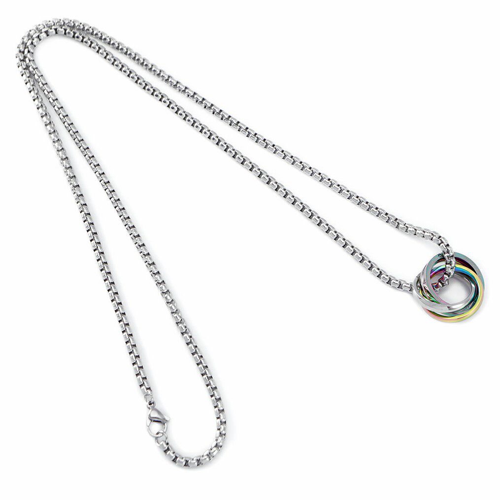 环扣老店正品genanx多色三环英文刻字闪钻吊坠项链