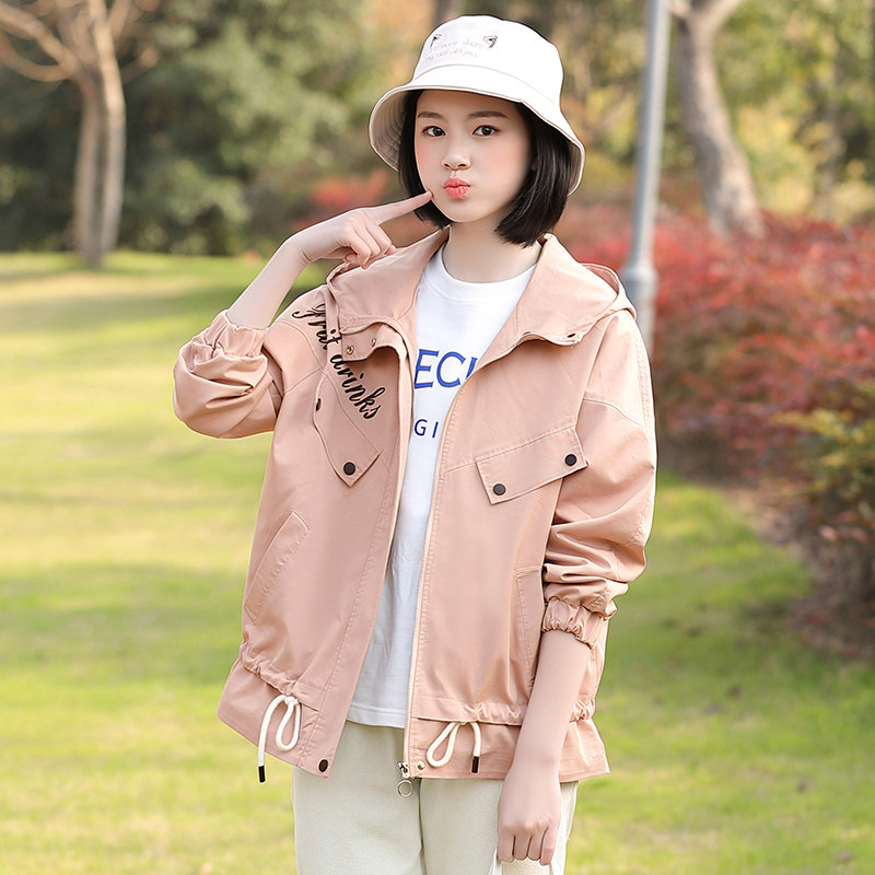 初中生春装外套女学生学院甜美蝙蝠夹克少女韩版短外套