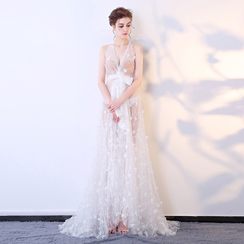 晚礼服包邮性感夜店2020新款薄纱长裙透视演出服礼服