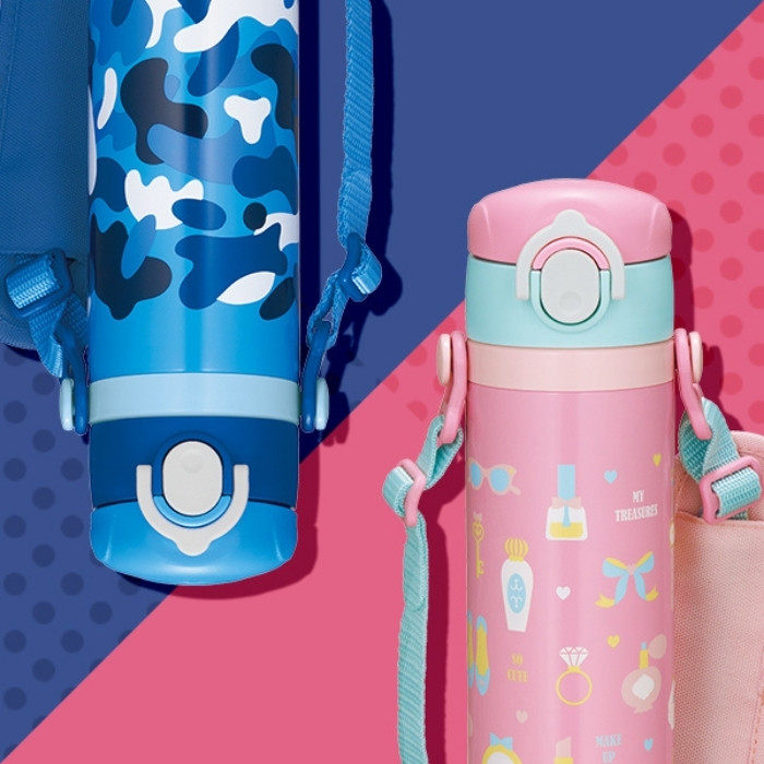 thermos膳魔师日本保温杯学生儿童上学户外运动背带水杯保温杯