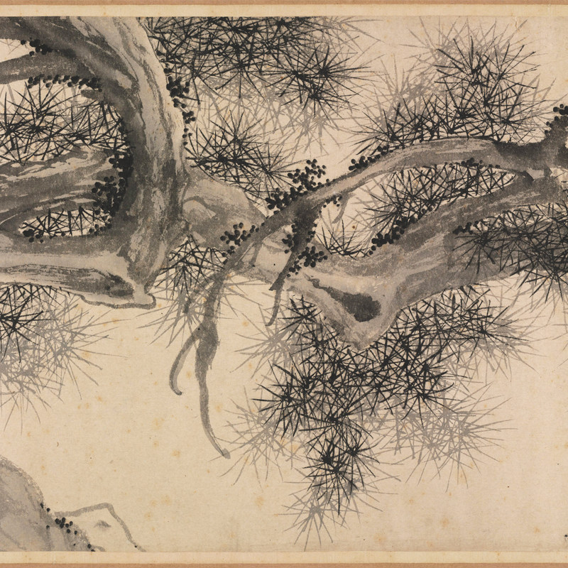 文徵明古松复古书画横幅挂轴水墨国画国画