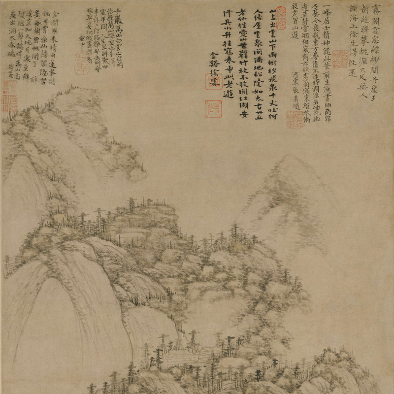 黄公望丹崖玉树复古书画挂轴山水国画宣纸喷绘国画