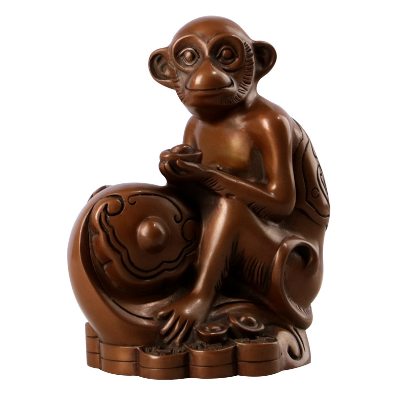 大仕缘紫铜工艺品生肖猴子摆件生日商业礼品招财摆件