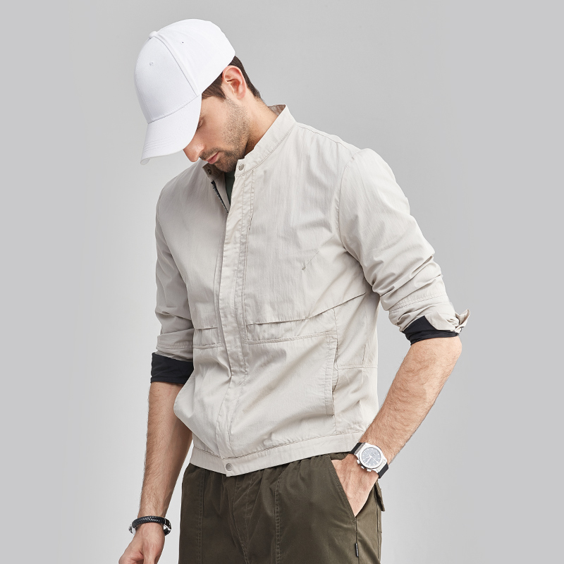 2022春季新款潮流短款立领夹克上衣青年男装休闲百搭薄款男士外套