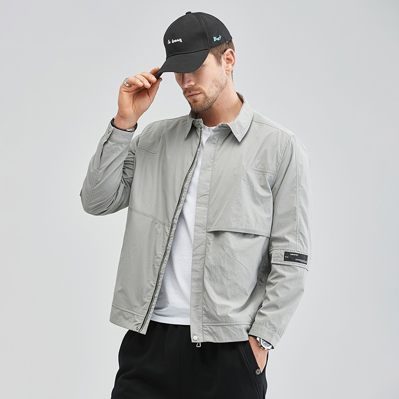 外套男士2022春季新款翻领宽松夹克男春秋青年休闲薄款短男装上衣