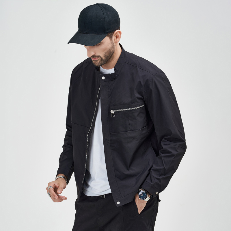 男士夹克2022春季新款简约潮流立领上衣服春秋薄款休闲工装外套男