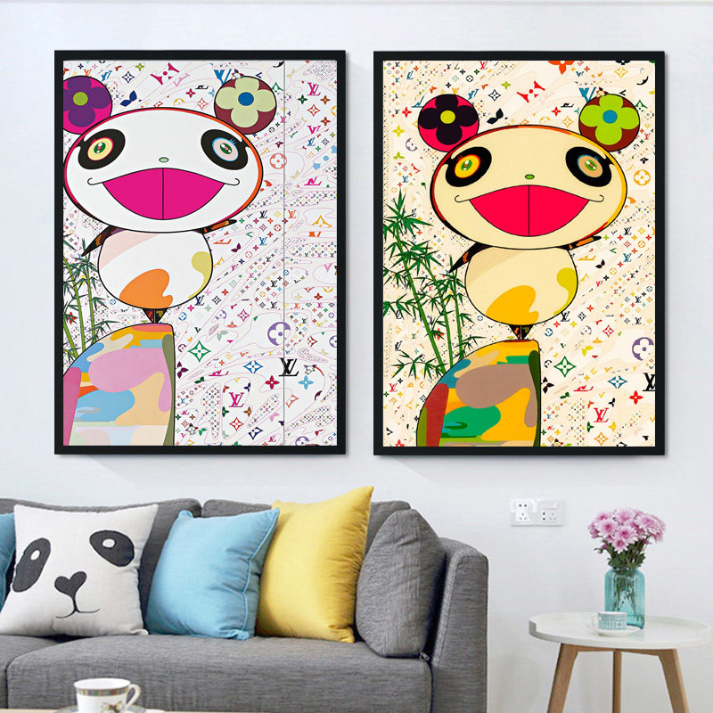 村上装饰画太阳花日式创意潮流卡通画挂画客厅儿童现代装饰画