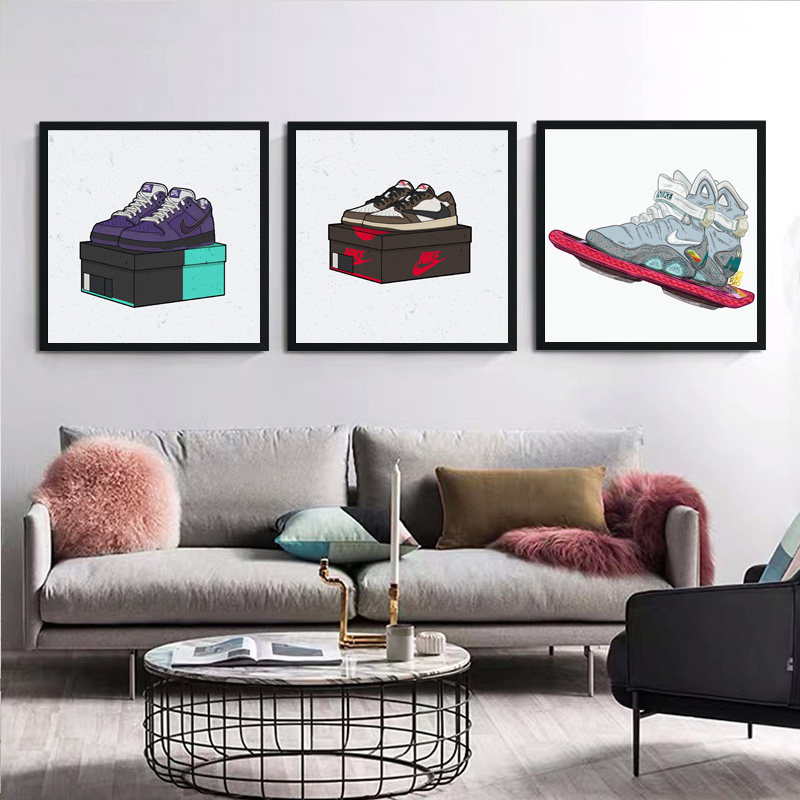 aj鞋店装饰画球鞋挂画潮鞋男鞋子潮牌潮流工作室现代装饰画