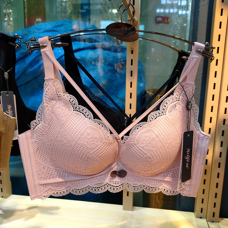 蕾丝花胸罩舒适青年聚拢纯色花边蕾丝钢圈中厚文胸