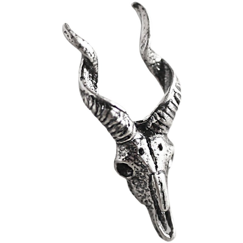 巴风特纯银复古羊头恶魔巴弗镂空骷髅朋克耳钉耳钉