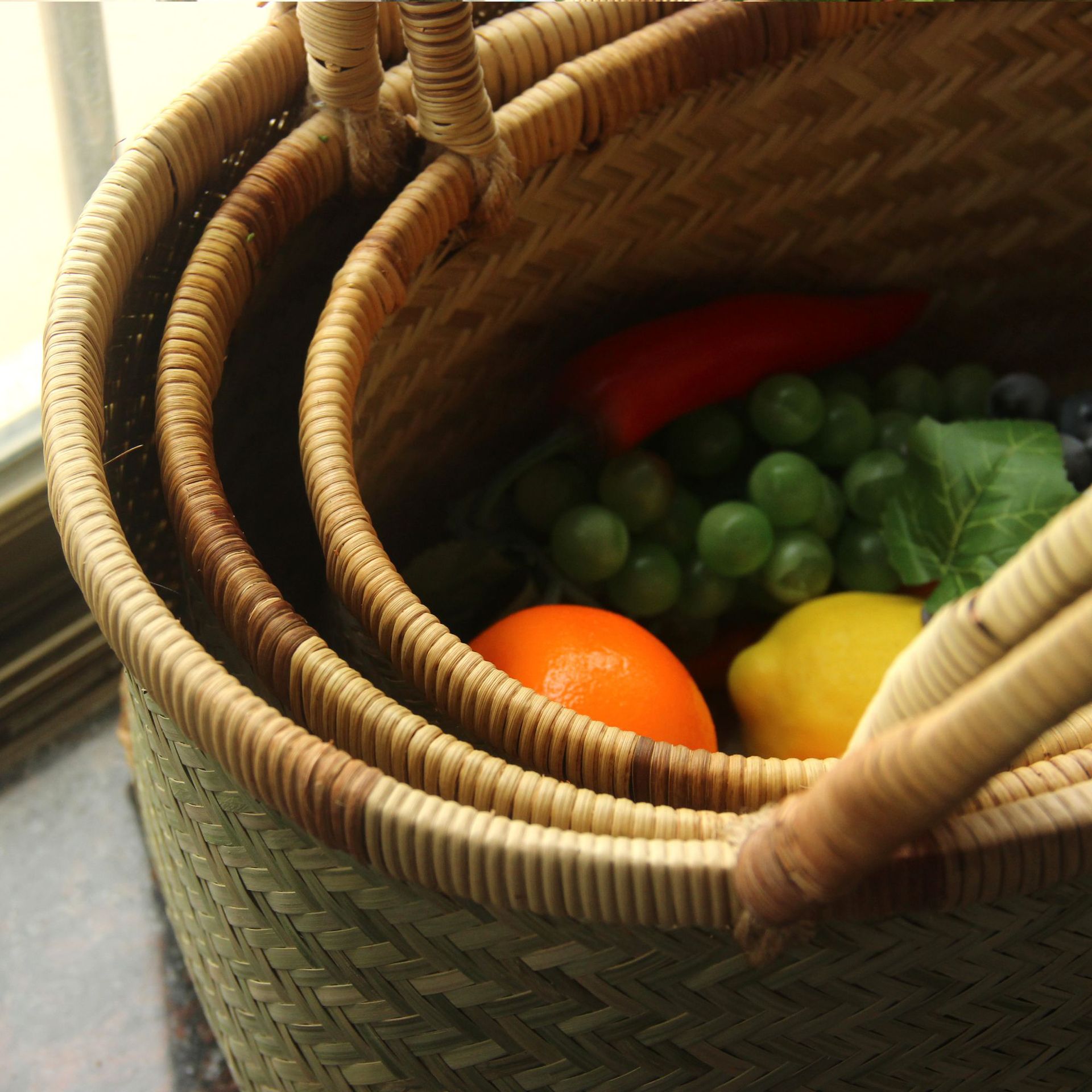 竹编竹制品手提提篮精编复古竹篮篮子菜篮子大小竹编