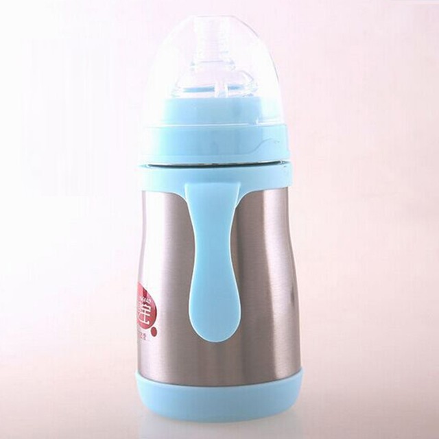 Genuine 304 stainless steel dual-use insulation milk bottle wide mouth with straws anti-fall and anti-colic baby milk bottle for mother and child Genuine 304 stainless steel dual-use insulation milk bottle wide mouth with straws anti-fall and anti-colic baby milk bottle for mother and child