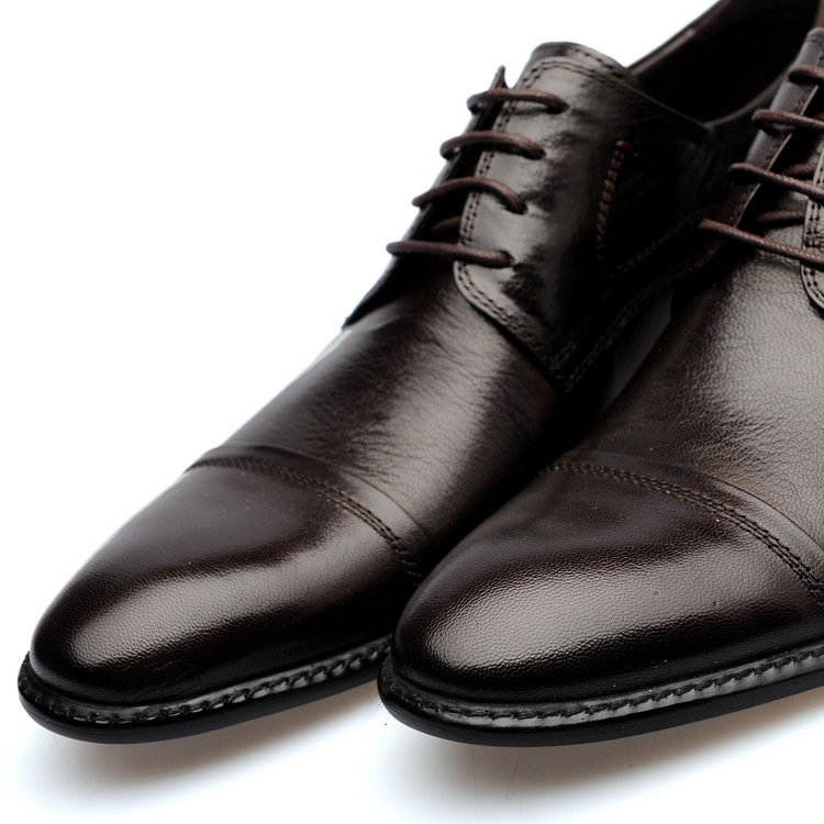 皮鞋英伦时尚三接头真皮商务务正羊皮男鞋透气单鞋
