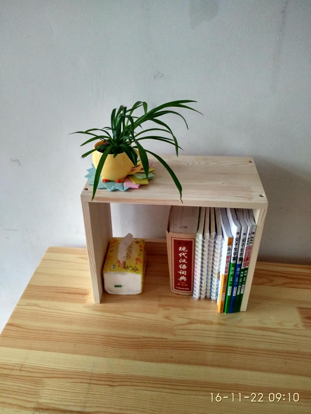 书架电脑桌面上实木松木书柜学生学习收纳简易书架