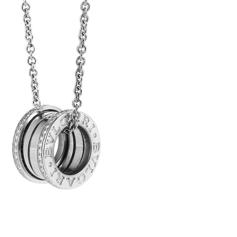 bvlgari宝格丽bzero1项链小蛮腰18k白金镶钻锁骨350054颈饰