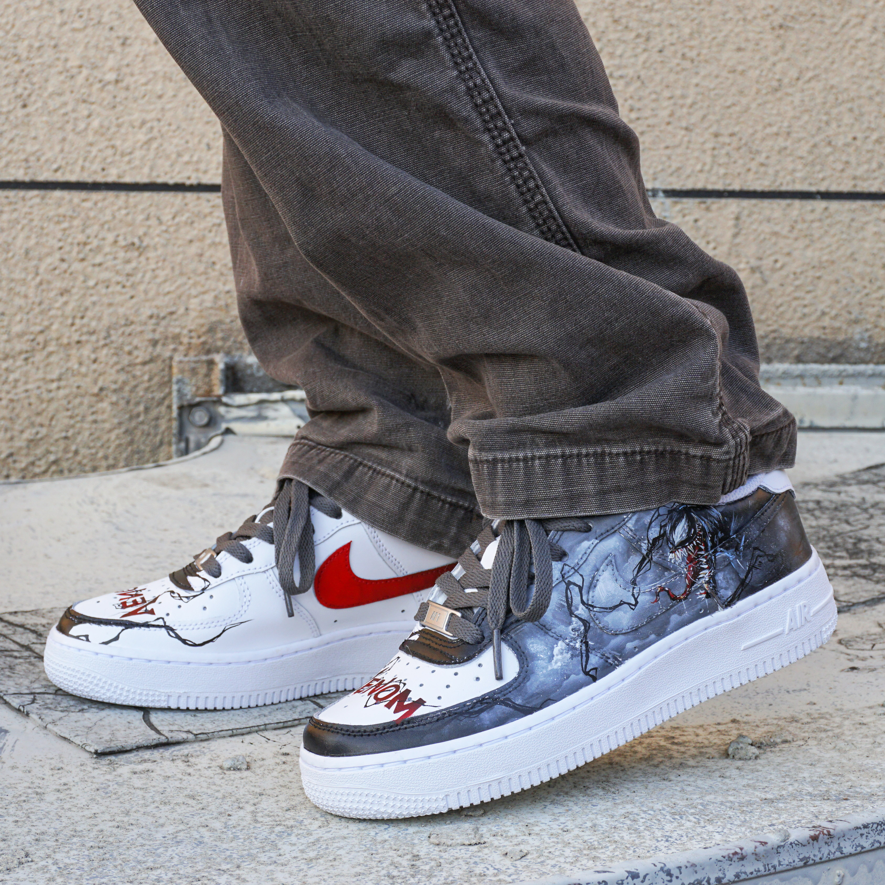 nikeairforce1af1纯白空军超级英雄毒液手绘板鞋