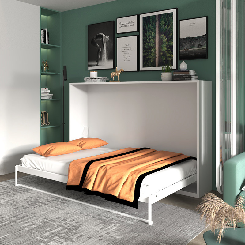 多重空间皮纹现货白色侧翻隐形床壁墨菲单床卧室折叠床