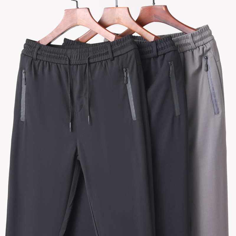 爸爸裤子夏季薄款中老年人男裤春秋松紧腰长裤中年男士休闲运动裤