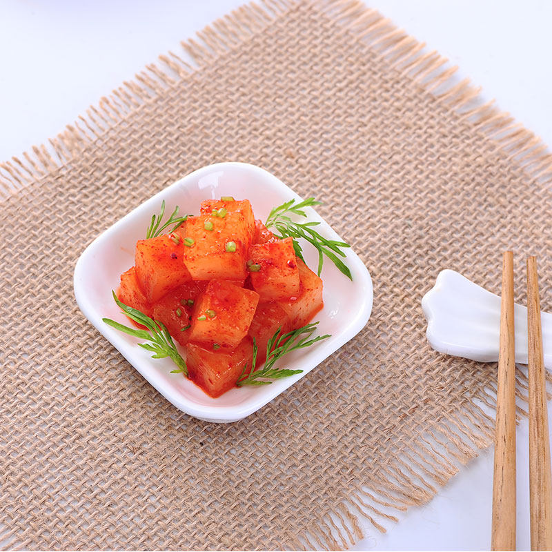三口一品酸辣萝卜块韩国风味萝卜泡菜手工朝鲜族下饭菜咸菜400gx2