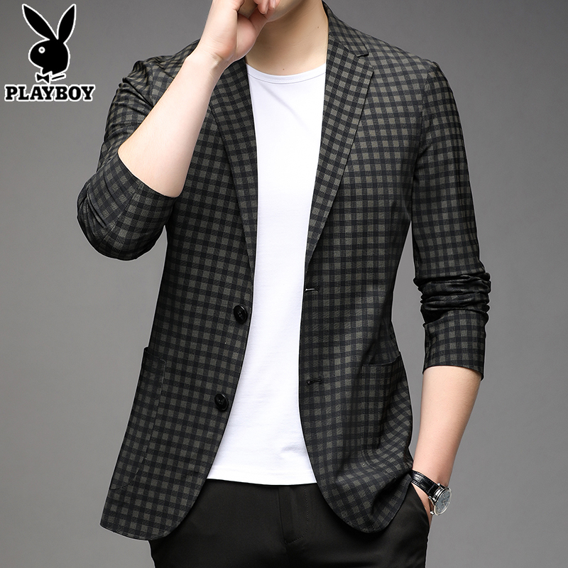 花花公子2022新款春秋季西服夹克男高端品牌宽松休闲西装男士外套