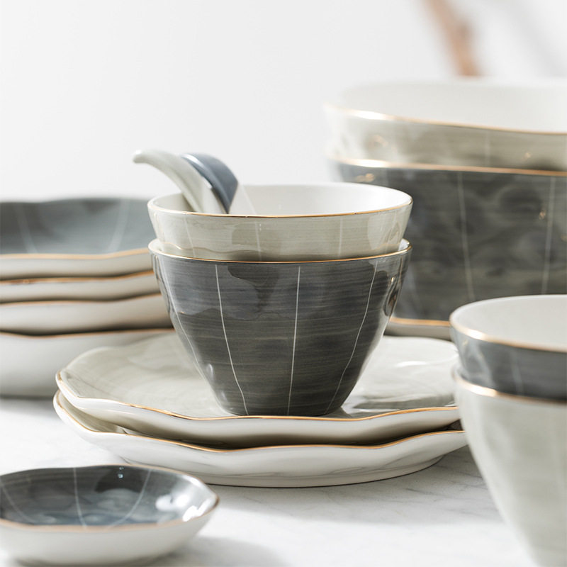 桑墨乔迁新款现代新现代餐具陶瓷高级碗碟轻奢碗
