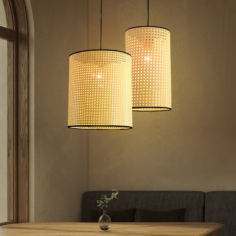 编织餐厅餐桌茶室民宿装饰侘寂日式北欧极简客厅吊灯