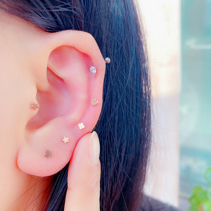 钛钢迷你耳骨钉前耳廓耳蜗饰品小巧百搭平针耳钉