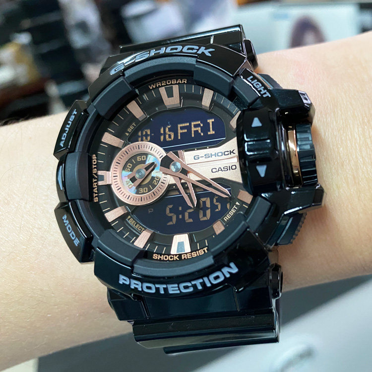 casio卡西欧手表ga400gbx1a4710gbx玫瑰黑金防水电子gshock日韩腕表