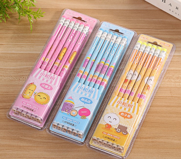 铅笔儿童小松树卡通木质环保学生文具一盒包邮铅笔