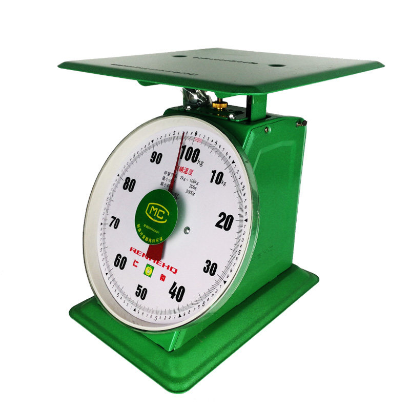 仁和弹簧秤度盘台称老式机械100公斤刻度指针圆盘台秤