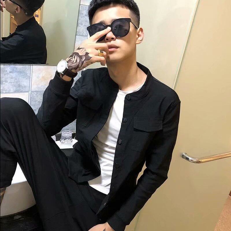 外套快手网红抖音精神小伙修身夹克秋季新款夹克