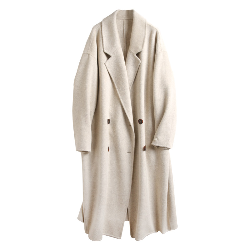 米白色双面羊绒呢子大衣女秋冬2022新款高级感冬装小个子毛呢外套