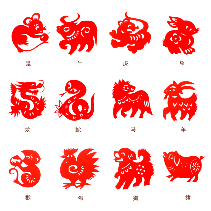 剪纸古雅手工胶州卡通十二生肖动物儿童剪纸
