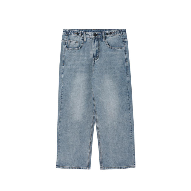 Icereverie national tide brand loose street retro water washing loose male female couple straight casual jeans Icereverie national tide brand loose street retro water washing loose male female couple straight casual jeans