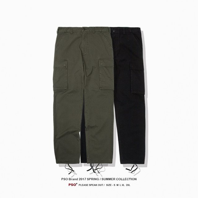 Beautiful tide duck PSO BRAND original tide brand water washing process cotton simple basic double pocket tooling trousers male Beautiful tide duck PSO BRAND original tide brand water washing process cotton simple basic double pocket tooling trousers male