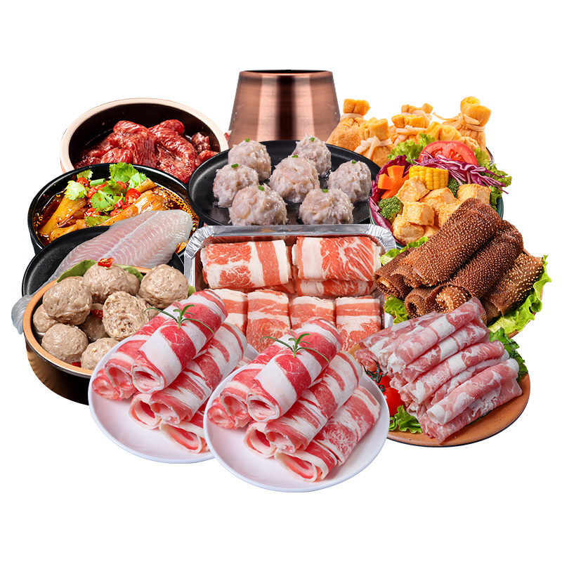 火锅食材组合套餐加量新鲜肥牛卷羊肉卷丸子组合涮火锅配菜68人