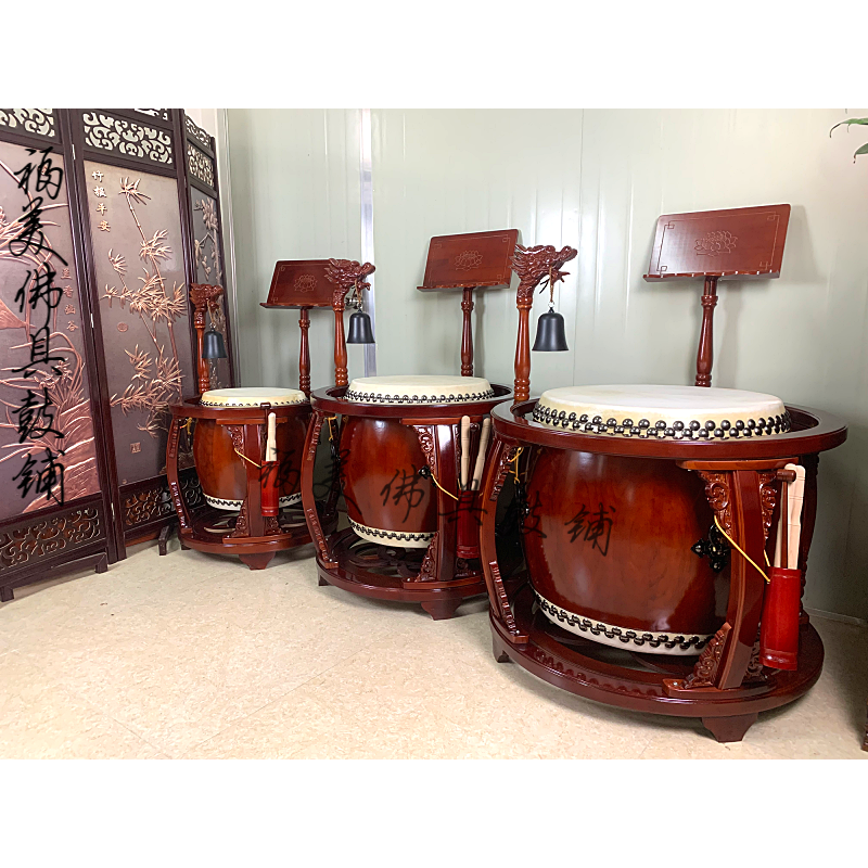 钟鼓台湾鼓圆鼓架佛道教法寺庙法器寺院鼓佛具堂鼓